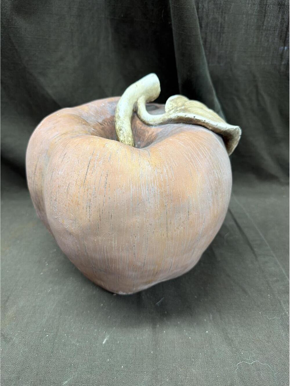 Handcrafted Decorative Ceramic Apple Sculpture with Leaf Accent